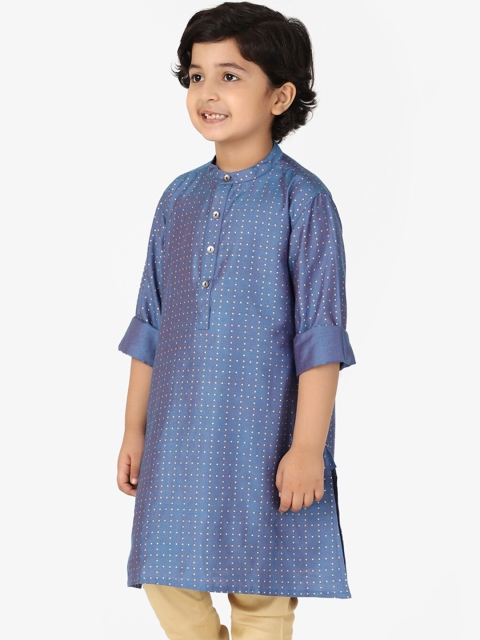 

Fabindia Boys Blue & Purple Geometric Printed Kurta