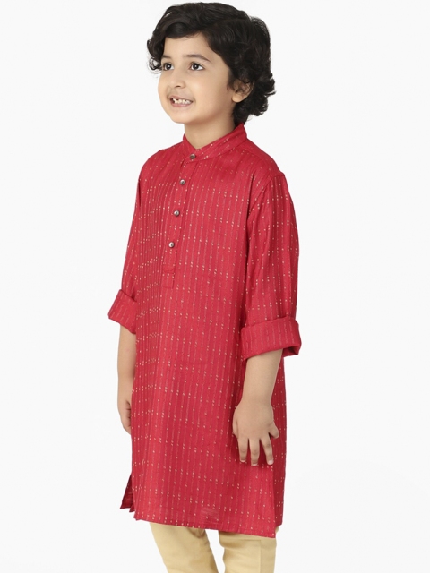 

Fabindia Boys Red Dobby Kurta