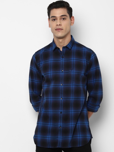 

Allen Solly Men Black & Blue Slim Fit Opaque Checked Casual Shirt