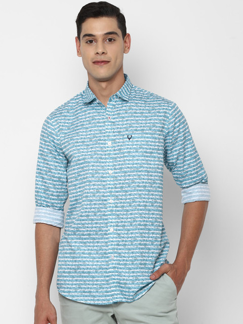 

Allen Solly Men Blue Slim Fit Horizontal Striped Printed Casual Shirt