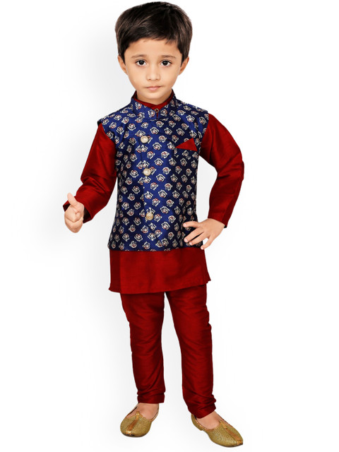 

Ridokidz Boys Navy Blue Regular Kurta with Trousers