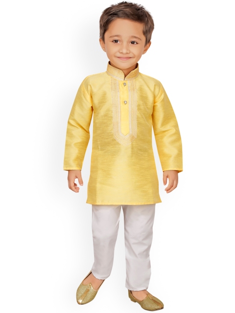 

Ridokidz Boys Yellow & White Regular Kurta With Pyjamas