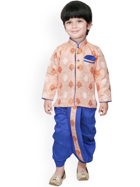 

Ridokidz Boys Orange Printed Regular Kurta with Dhoti Pants