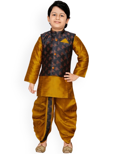 

Ridokidz Boys Grey Ethnic Motifs Regular Kurta with Dhoti Pants & with Nehru Jacket