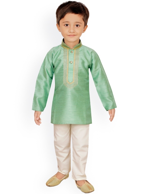 

Ridokidz Boys Lime Green Floral Regular Kurta with Pyjamas