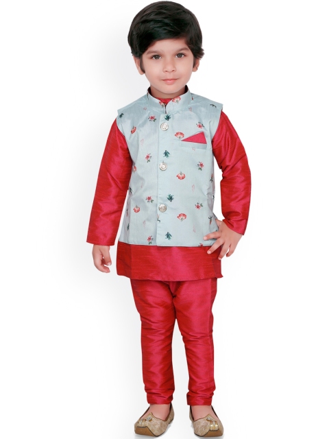 

Ridokidz Boys Blue Regular Kurta with Pyjamas with Nehru Jacket