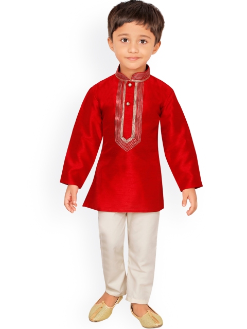 

Ridokidz Boys Maroon Regular Kurta with Pyjamas