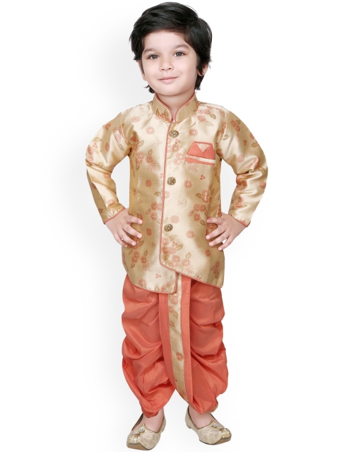 

Ridokidz Boys Cream-Coloured Ethnic Motifs Regular Kurti with Dhoti Pants