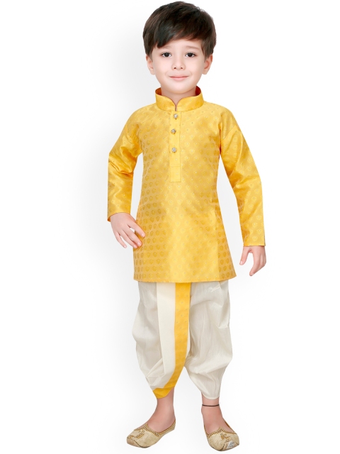 

Ridokidz Boys Yellow Regular Kurti with Dhoti Pants, Mustard
