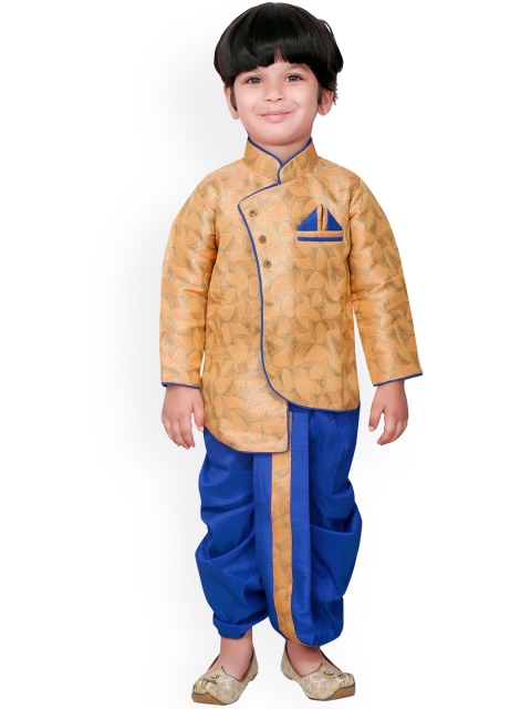 

Ridokidz Boys Peach-Coloured Paisley Regular Kurta with Dhoti Pants