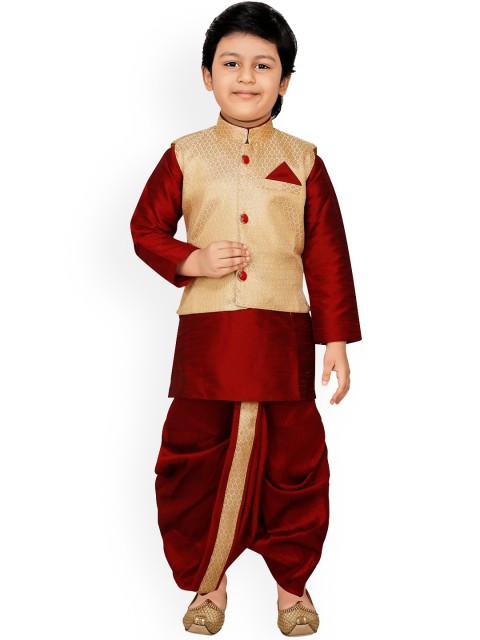 

Ridokidz Boys Cream-Coloured Regular Kurta with Dhoti Pants