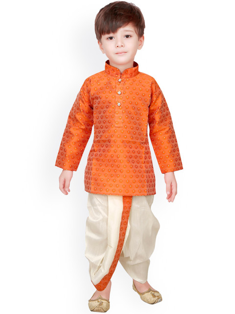 

Ridokidz Boys Orange Regular Kurta with Dhoti Pants