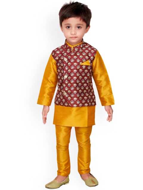 

Ridokidz Boys Maroon Floral Regular Kurti with Trousers