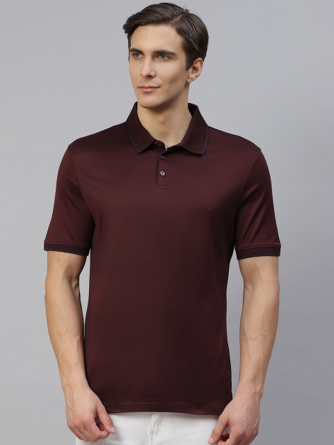 

Marks & Spencer Men Burgundy Pure Cotton Polo Collar T-shirt