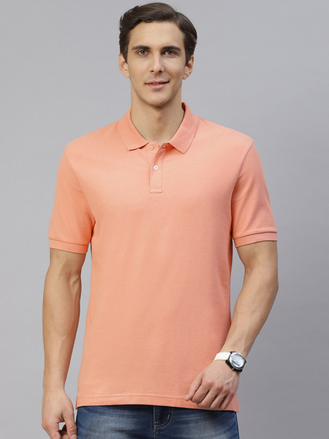 

Marks & Spencer Men Peach-Coloured Polo Collar T-shirt