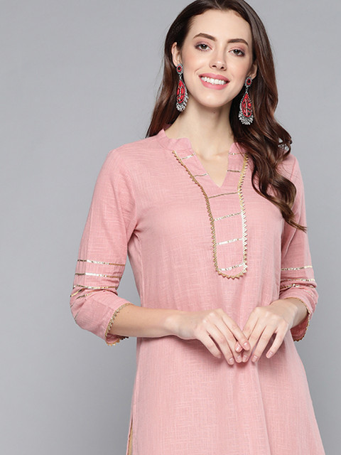 

HERE&NOW Women Pink Gotta Patti Kurta
