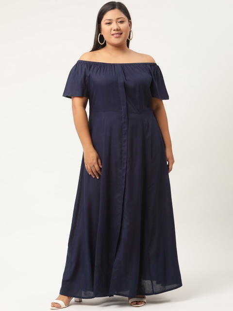 

Revolution Navy Blue Off-Shoulder Maxi Plus Size Dress