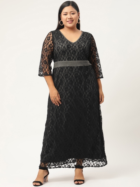 

Revolution Grey & Black Lace Maxi Plus Size Dress