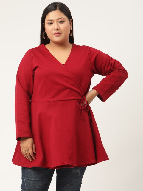 

Revolution Women Maroon Fleece Tailored Plus Size Jacket