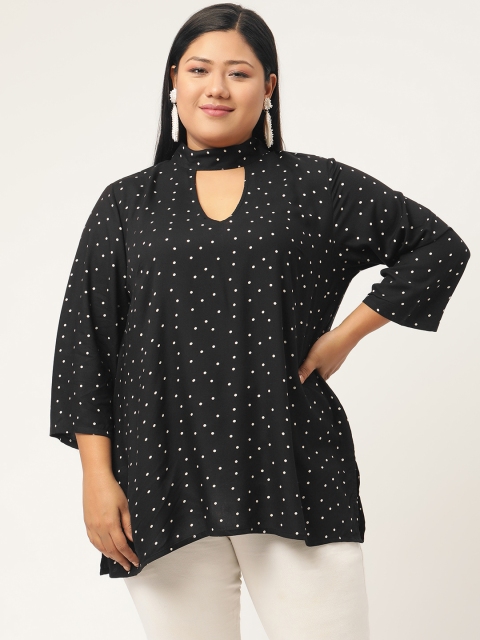 

Revolution Black Keyhole Neck Regular Plus Size Top