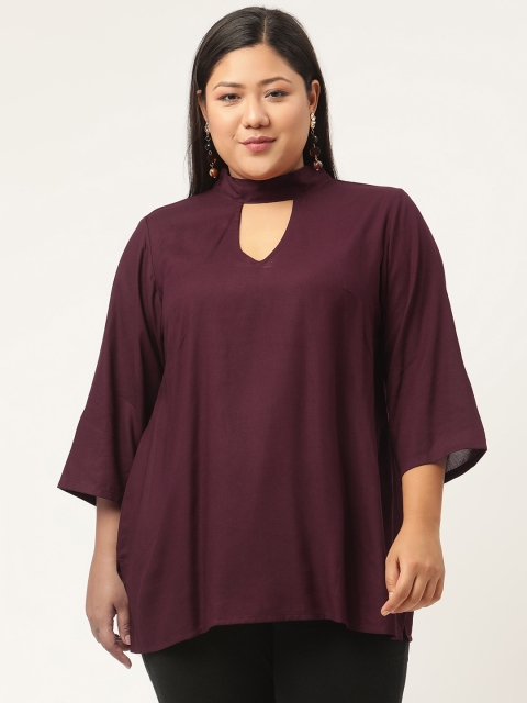 

Revolution Burgundy Keyhole Neck Regular Top