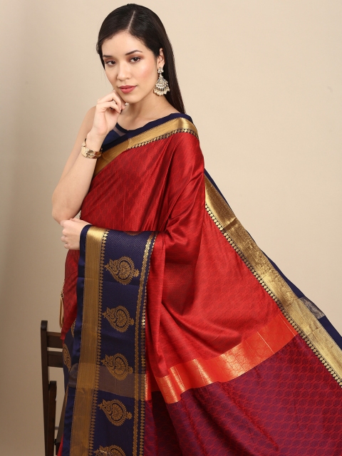 

Anouk Maroon Ethnic Motifs Zari Pure Silk Banarasi Saree