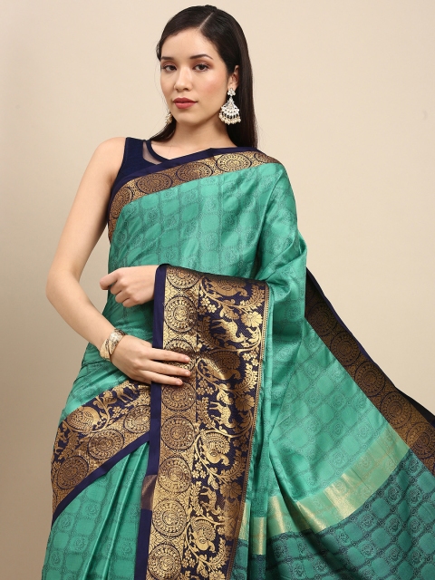 

Anouk Sea Green Ethnic Motifs Zari Pure Silk Banarasi Saree