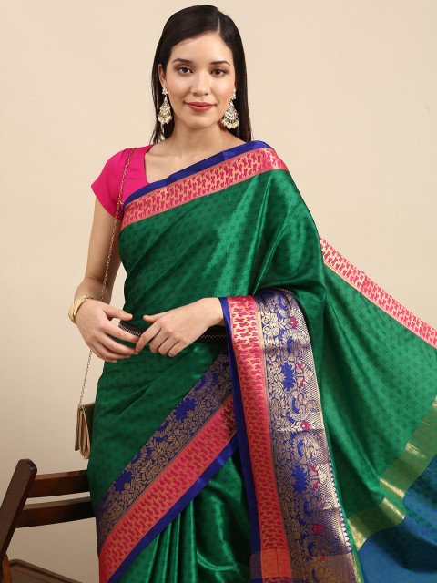 

Anouk Green Ethnic Motifs Zari Pure Silk Kanjeevaram Saree