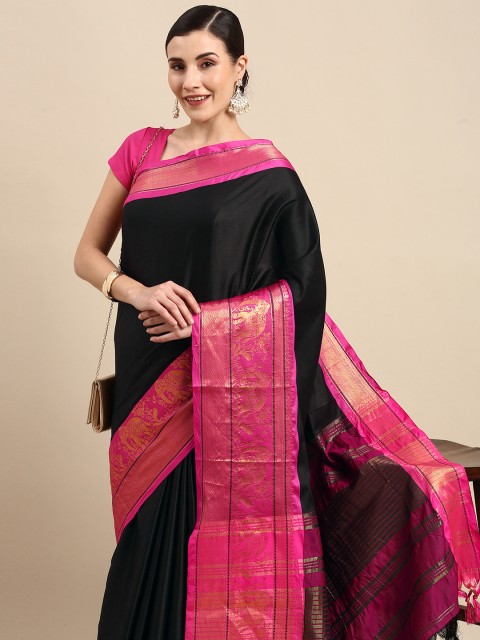 

Anouk Black Zari Pure Silk Banarasi Saree