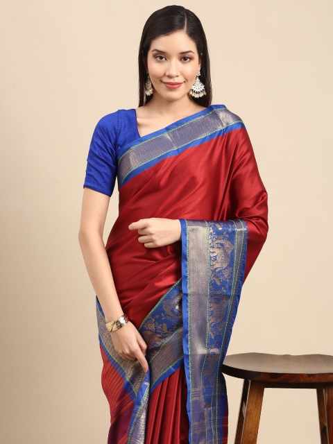 

Anouk Maroon Zari Pure Silk Banarasi Saree