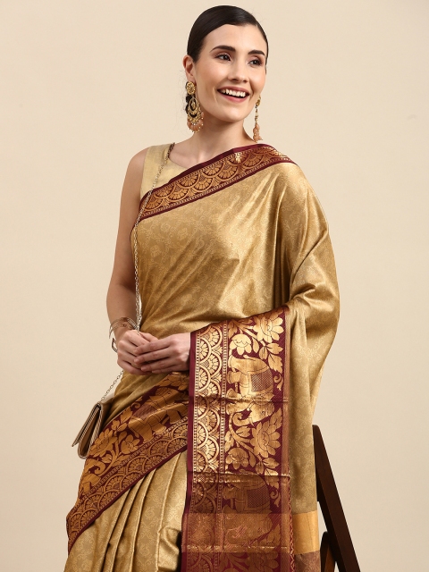 

Anouk Beige Woven Design Pure Silk Banarasi Saree