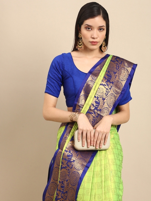 

Anouk Green Ethnic Motifs Zari Pure Silk Banarasi Saree
