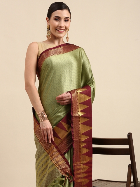 

Anouk Green Woven Design Pure Silk Kanjeevaram Saree