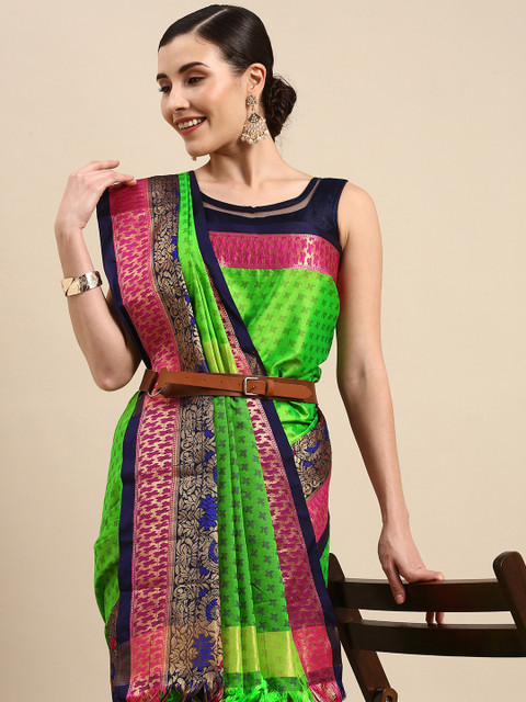 

Anouk Green Woven Design Pure Silk Kanjeevaram Saree