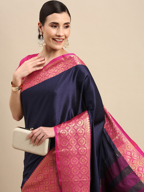 

Anouk Navy Blue Zari Pure Silk Banarasi Saree