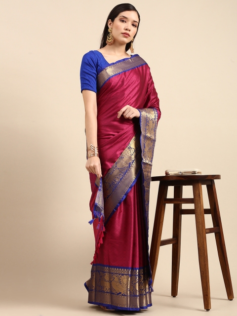 

Anouk Magenta Ethnic Motifs Zari Pure Silk Banarasi Saree