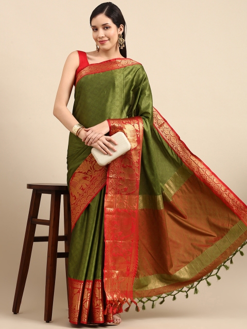 

Anouk Green Woven Design Zari Pure Silk Banarasi Saree