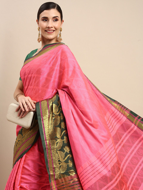 

Anouk Peach-Coloured Woven Design Zari Pure Silk Kanjeevaram Saree