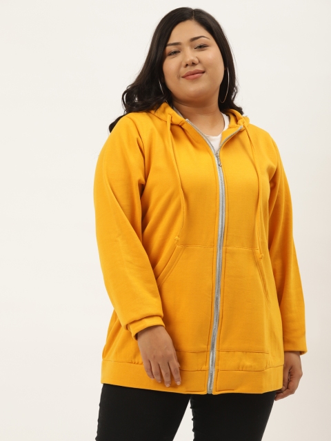 

Revolution Plus Size Women Mustard Fleece Open Front Jacket