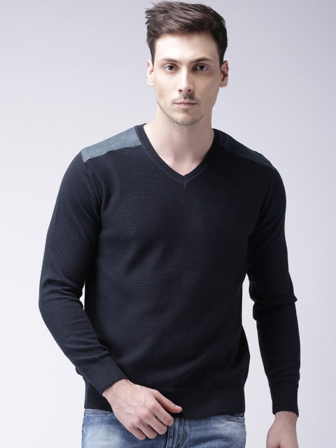 

Moda Rapido Men Navy Self-Design Sweater, Navy blue