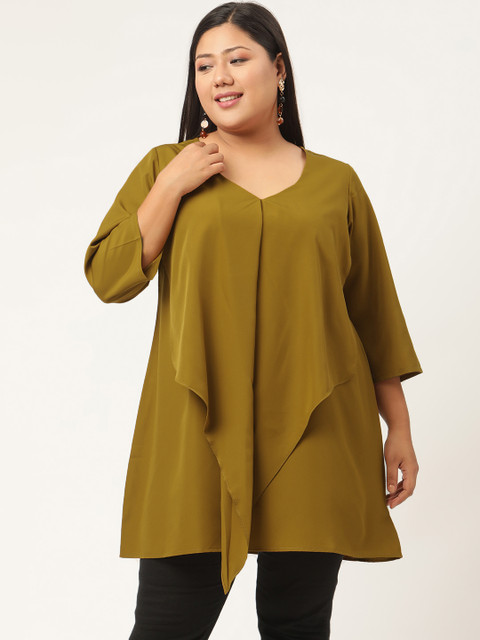 

Revolution Mustard Yellow Ruffles Regular Plus Size Top