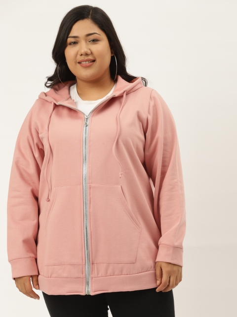 

Revolution Plus Size Women Pink Fleece Open Front Jacket