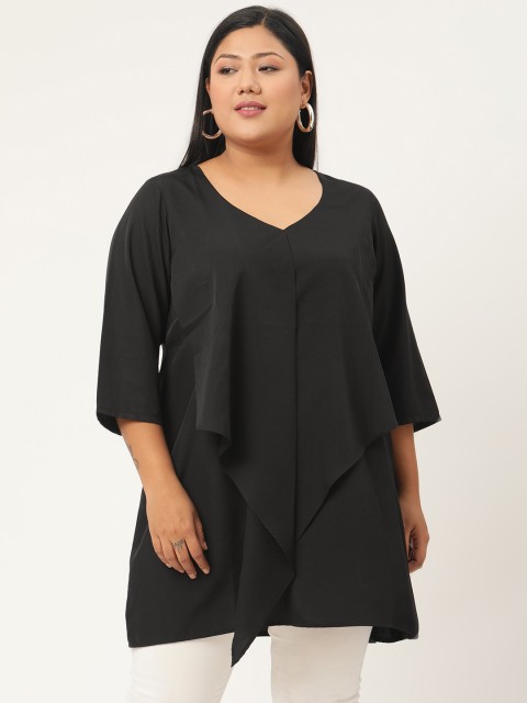 

Revolution Black Ruffles Regular Plus Size Top