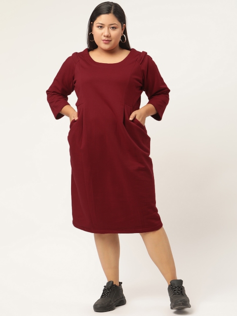 

Revolution Maroon Midi Plus Size Dress