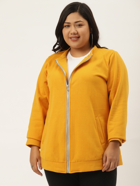 

Revolution Plus Size Women Mustard Fleece Open Front Jacket