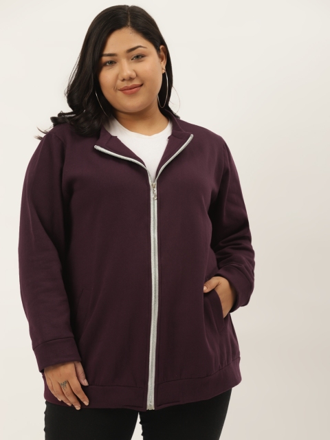

Revolution Plus Size Women Burgundy Fleece Open Front Jacket