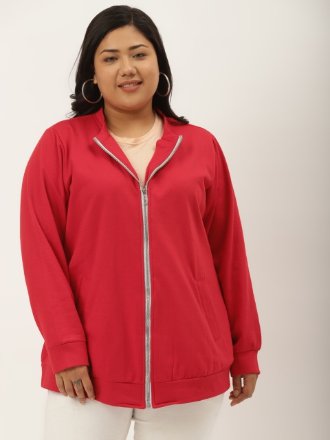 

Revolution Plus Size Women Red Fleece Open Front Jacket
