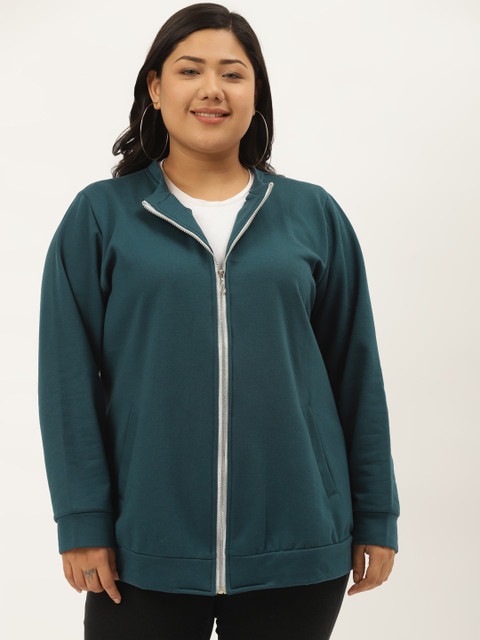 

Revolution Plus Size Women Teal Fleece Open Front Jacket