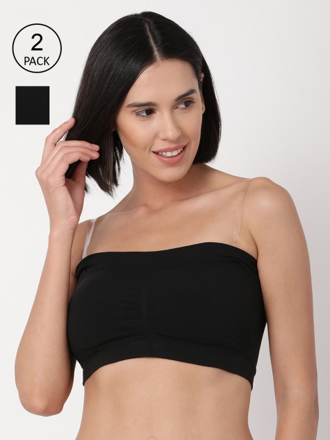 

GOLDSTROMS Pack of 2 Black Padded Camisoles with Detachable Transparent Straps