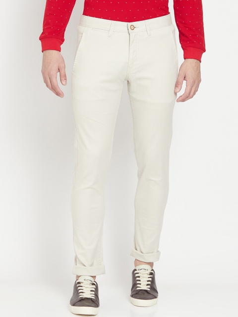

Octave Men Cream-Coloured Cotton Solid Regular Fit Trousers